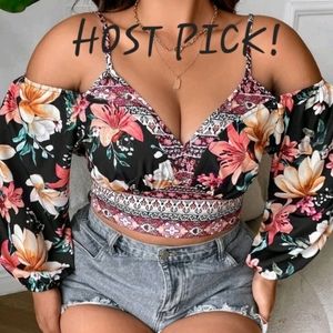 HP 2X 🎉 cold shoulder crop top 💐
